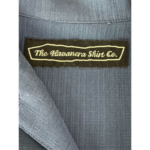 Havanera Tropical Blue Embroidered Palm Tree Resort Button Shirt Size Medium - Picture 3 of 10